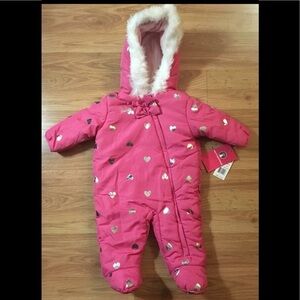Weatherproof faux fur pink moon snowsuit​​​​​​
